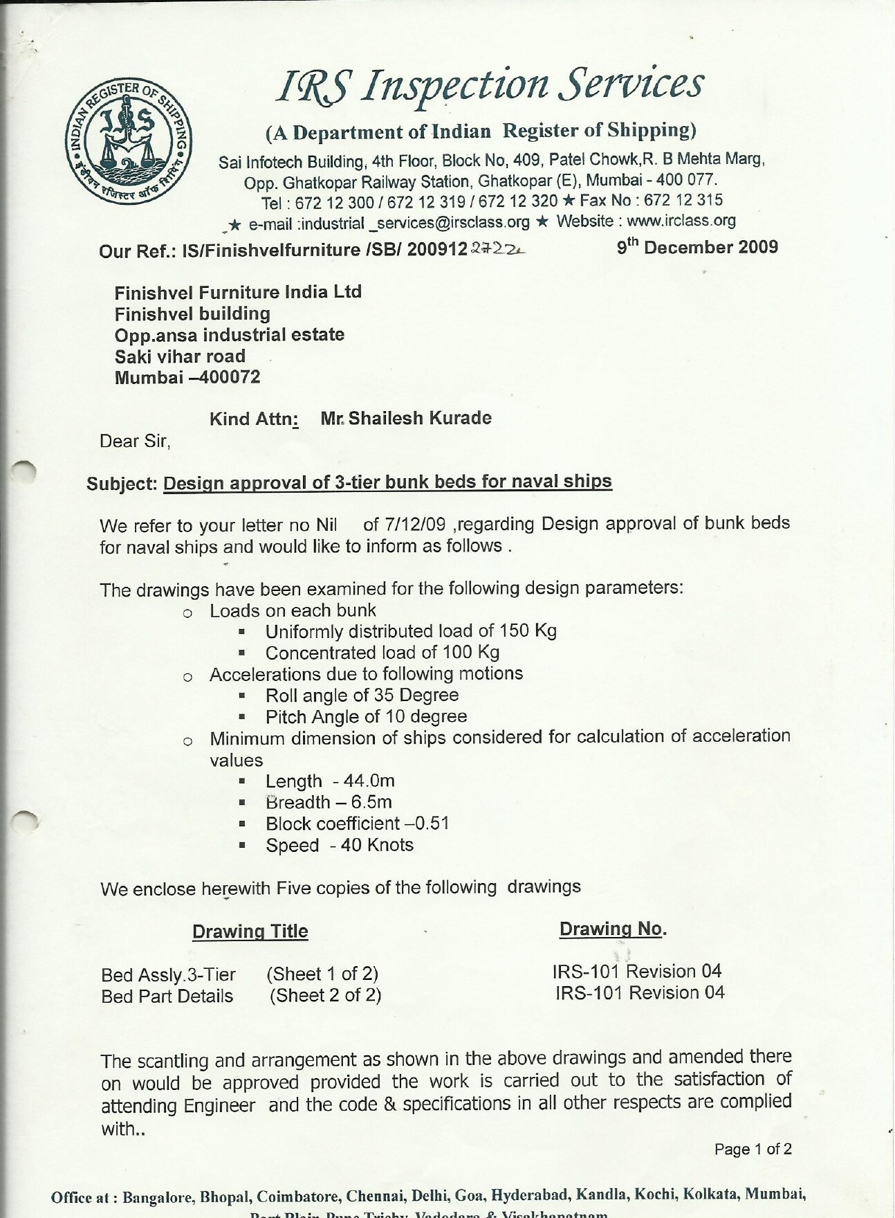 IRS design approval for three-tier bunk beds
